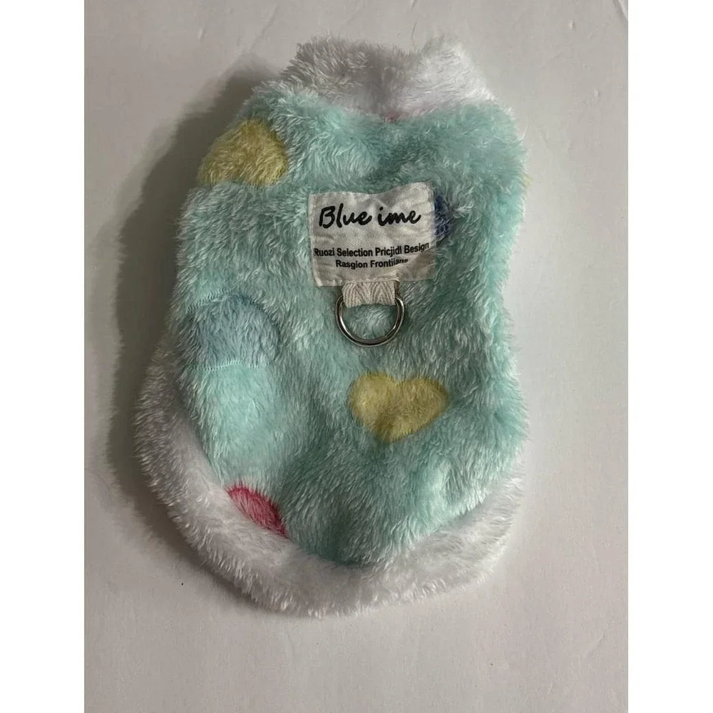 Dog Blue Fuzzy Heart Shirt (XXS) Tea Cup Size